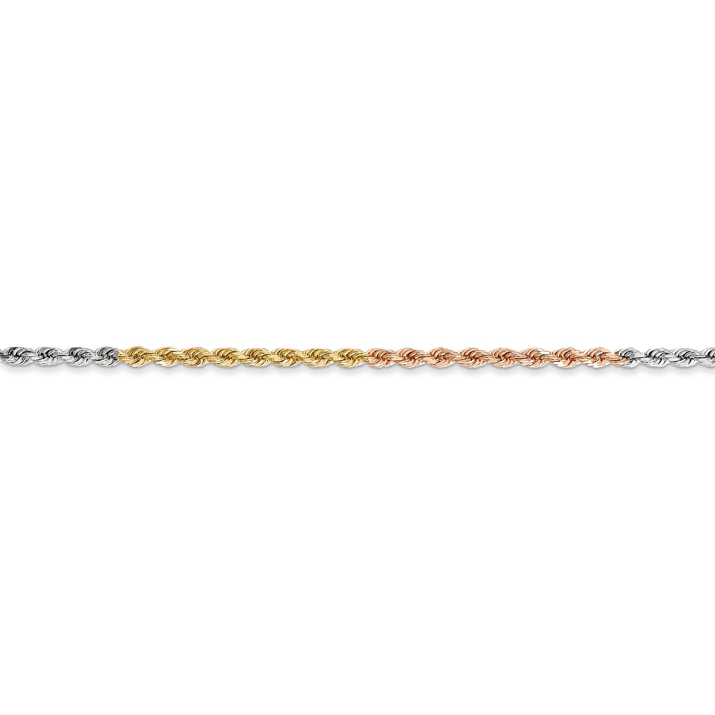 14k Tri-Color 1.75mm D/C Rope Chain