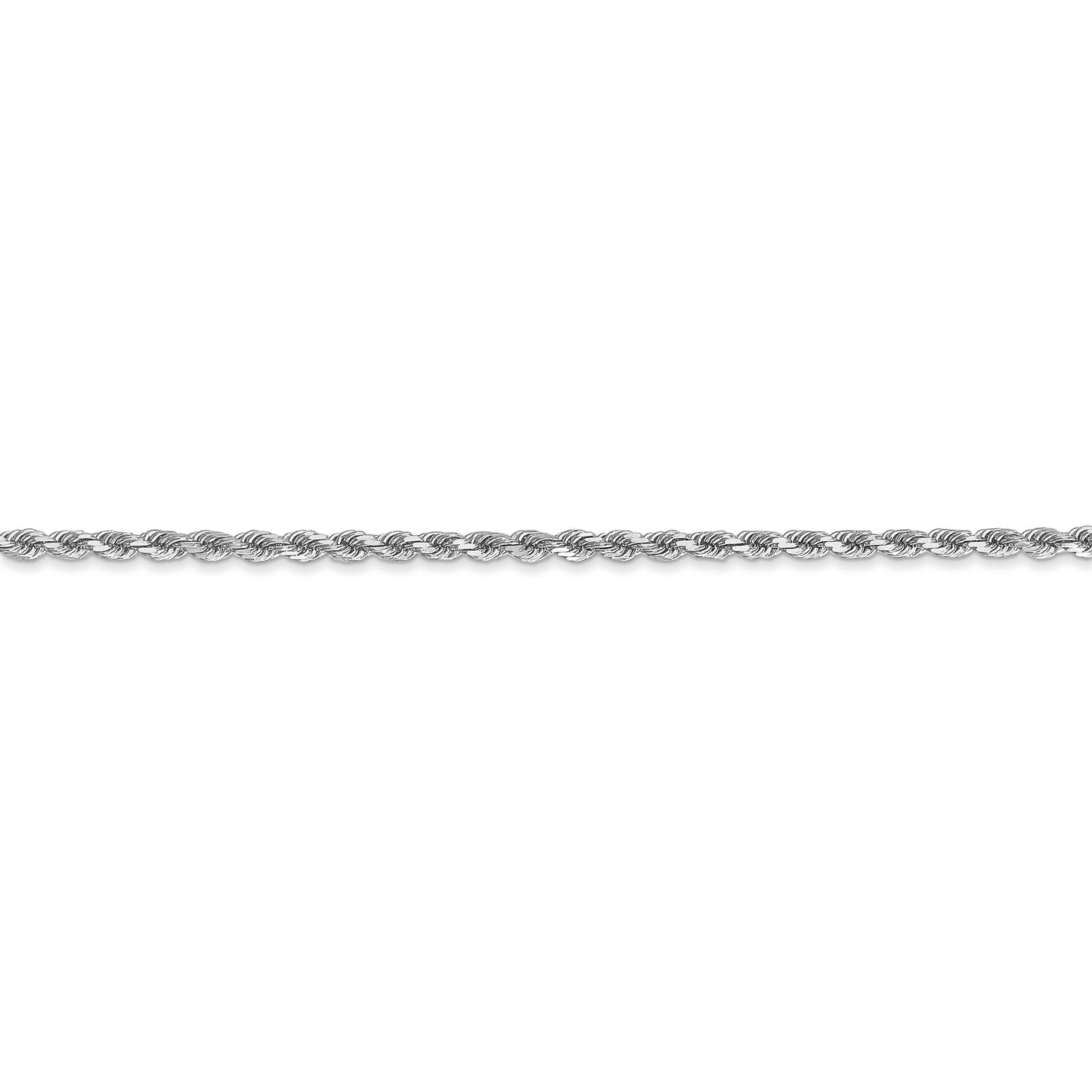 14k White Gold 2mm D/C Rope Chain Anklet