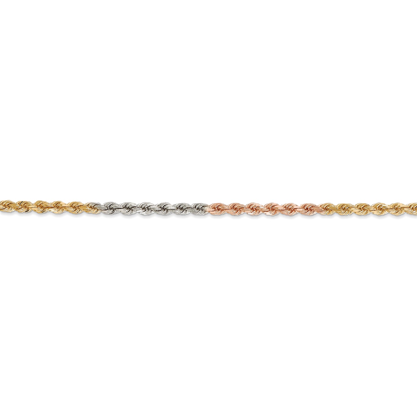 14k Tri-Color 2.9mm D/C Rope Chain