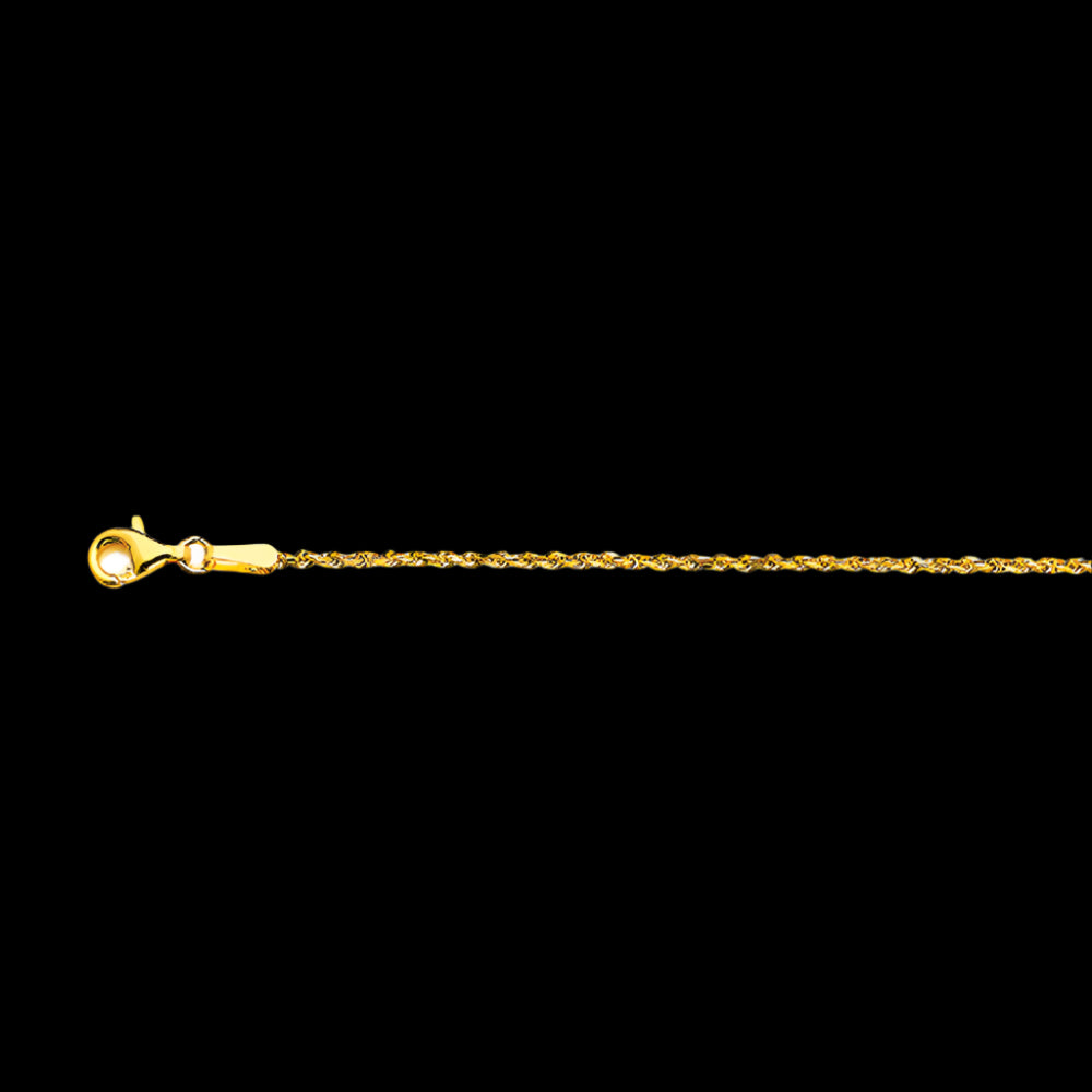 10K 1.5MM YELLOW GOLD SOLID DC ROPE 7" CHAIN BRACELET (AVAILABLE IN LENGTHS 7" - 30")