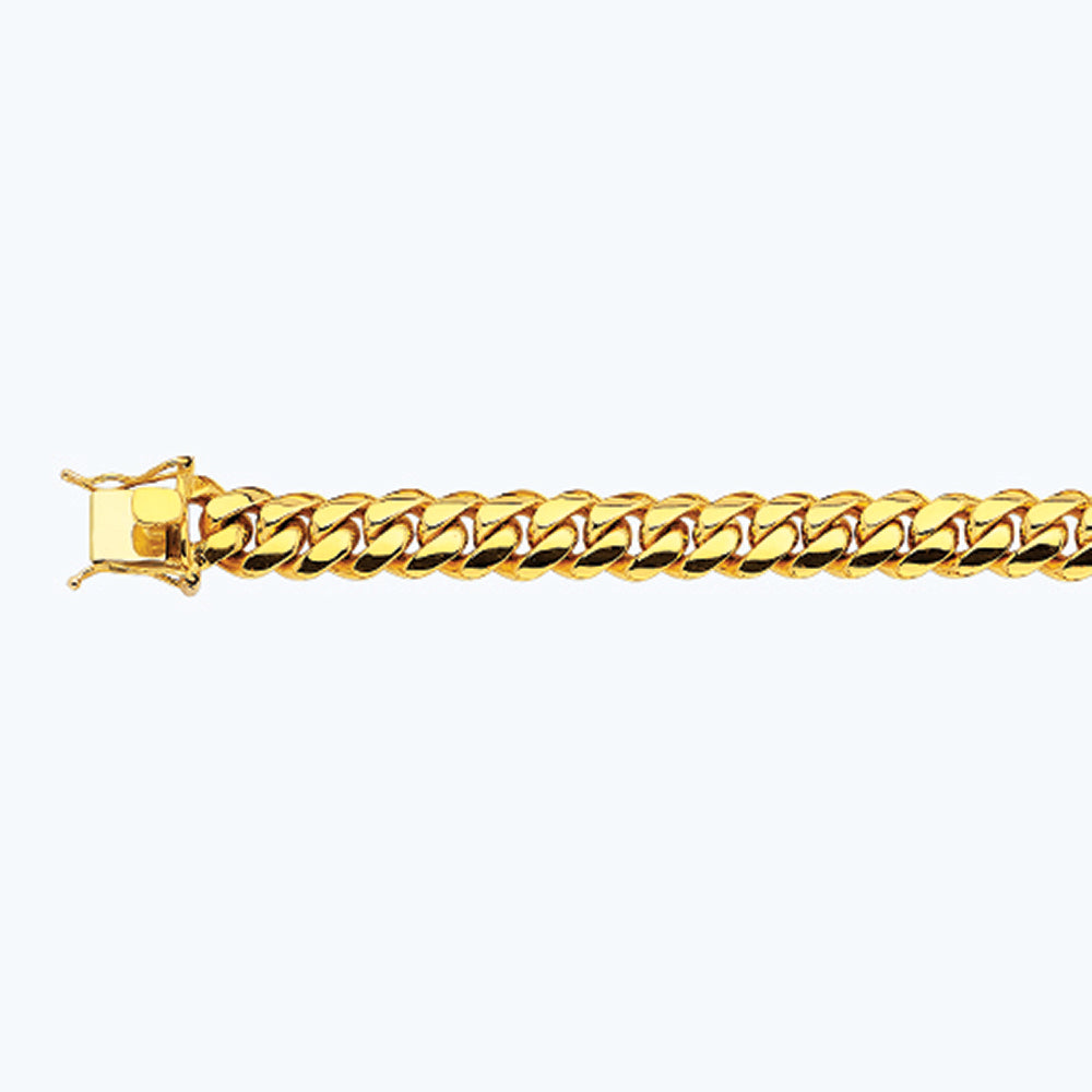 14K 12MM YELLOW GOLD SOLID MIAMI CUBAN 9" CHAIN BRACELET (AVAILABLE IN LENGTHS 7" - 30")