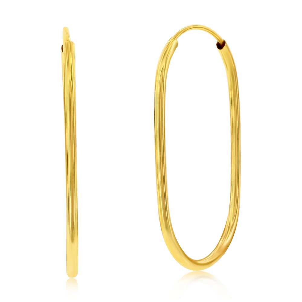 14K Yellow Gold, 33x20mm Oval Hoop Earrings