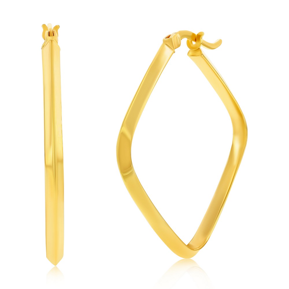 14K Yellow Gold, 36mm Square Hoop Earrings
