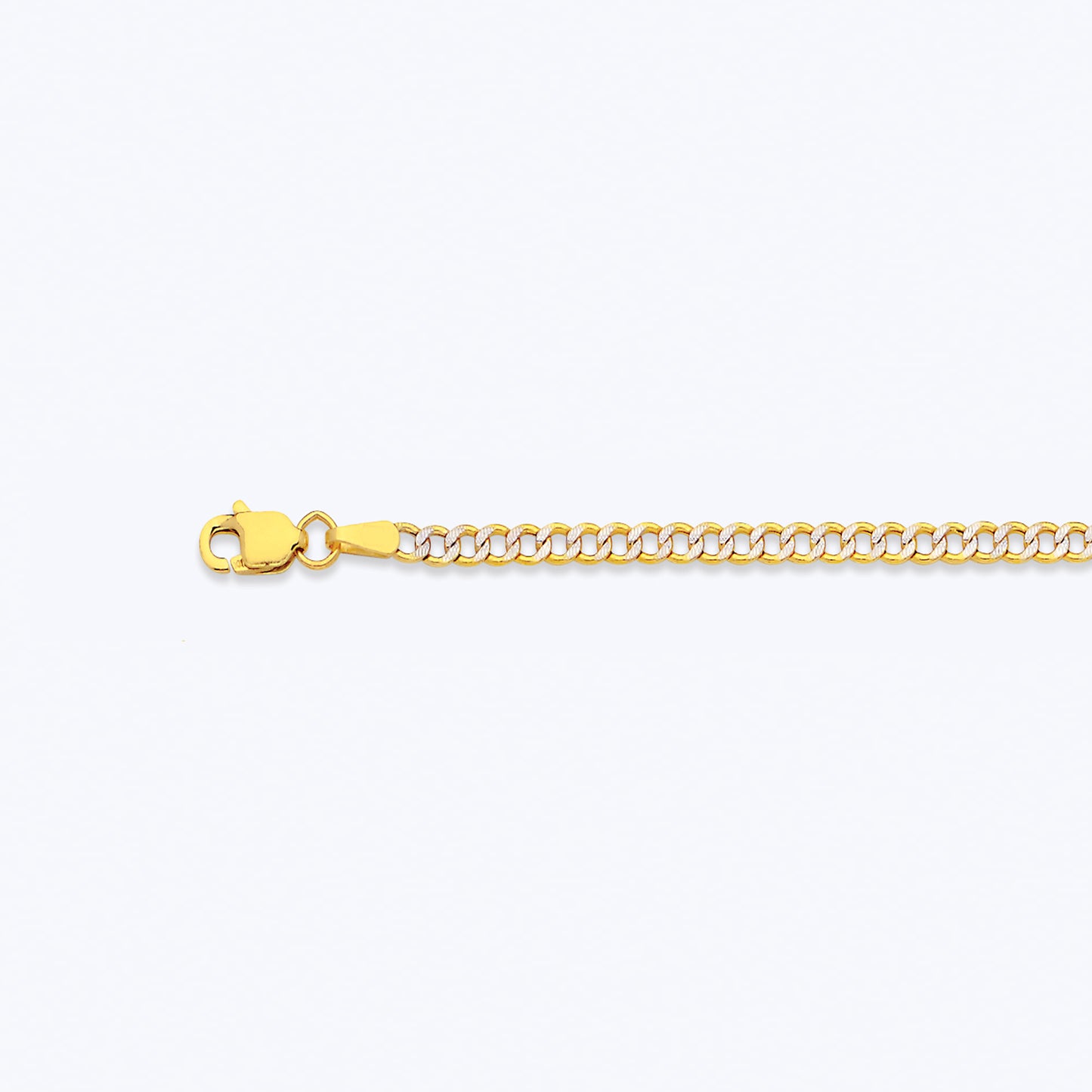10K 2.5MM YELLOW GOLD HOLLOW PAVE CURB 26" CHAIN NECKLACE (AVAILABLE IN LENGTHS 7" - 30")