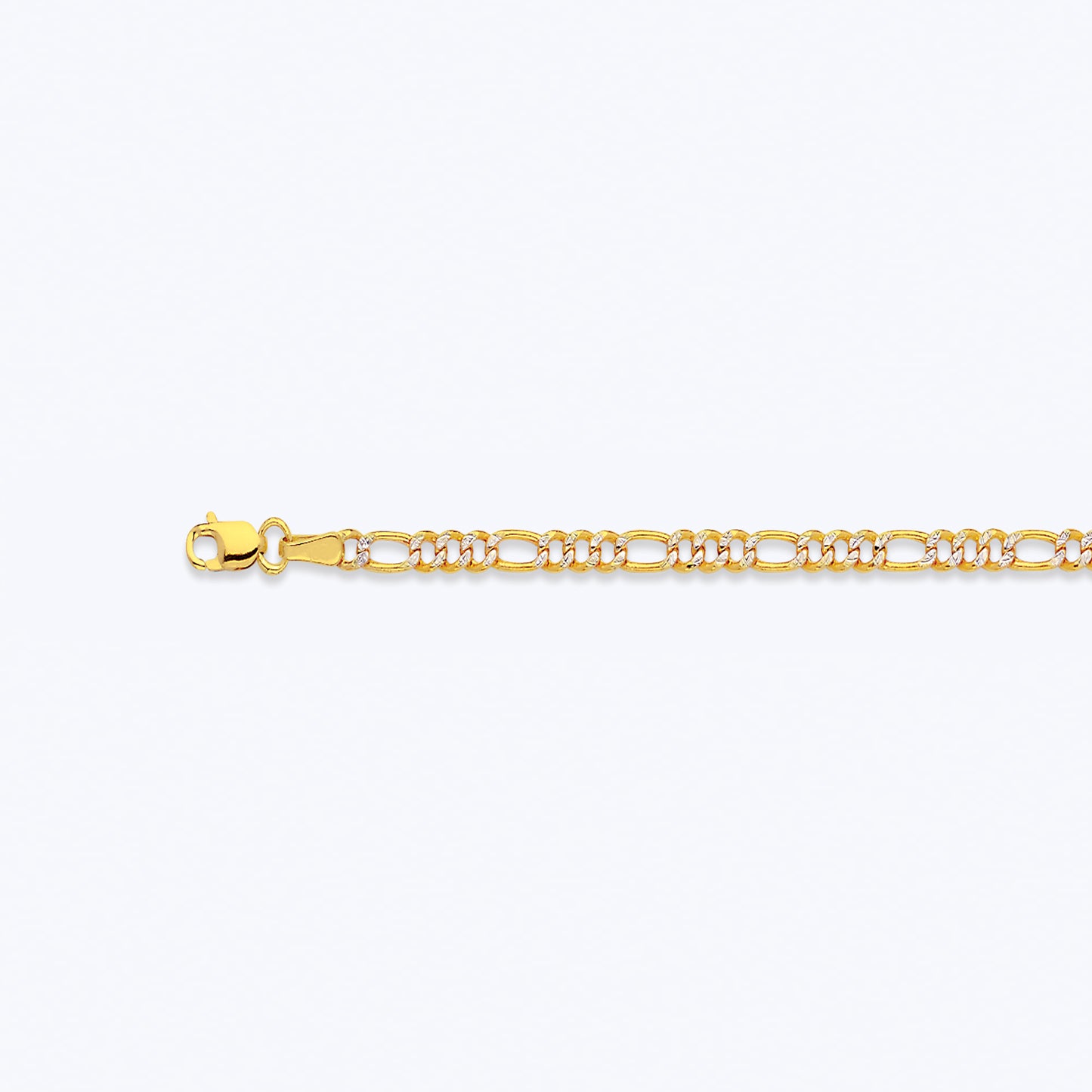 10K 2.5MM YELLOW GOLD HOLLOW PAVE FIGARO 22" CHAIN NECKLACE (AVAILABLE IN LENGTHS 7" - 30")