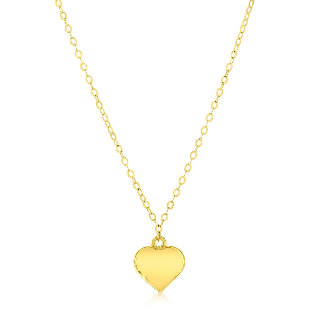 14K Yellow Gold, Polished Heart Necklace