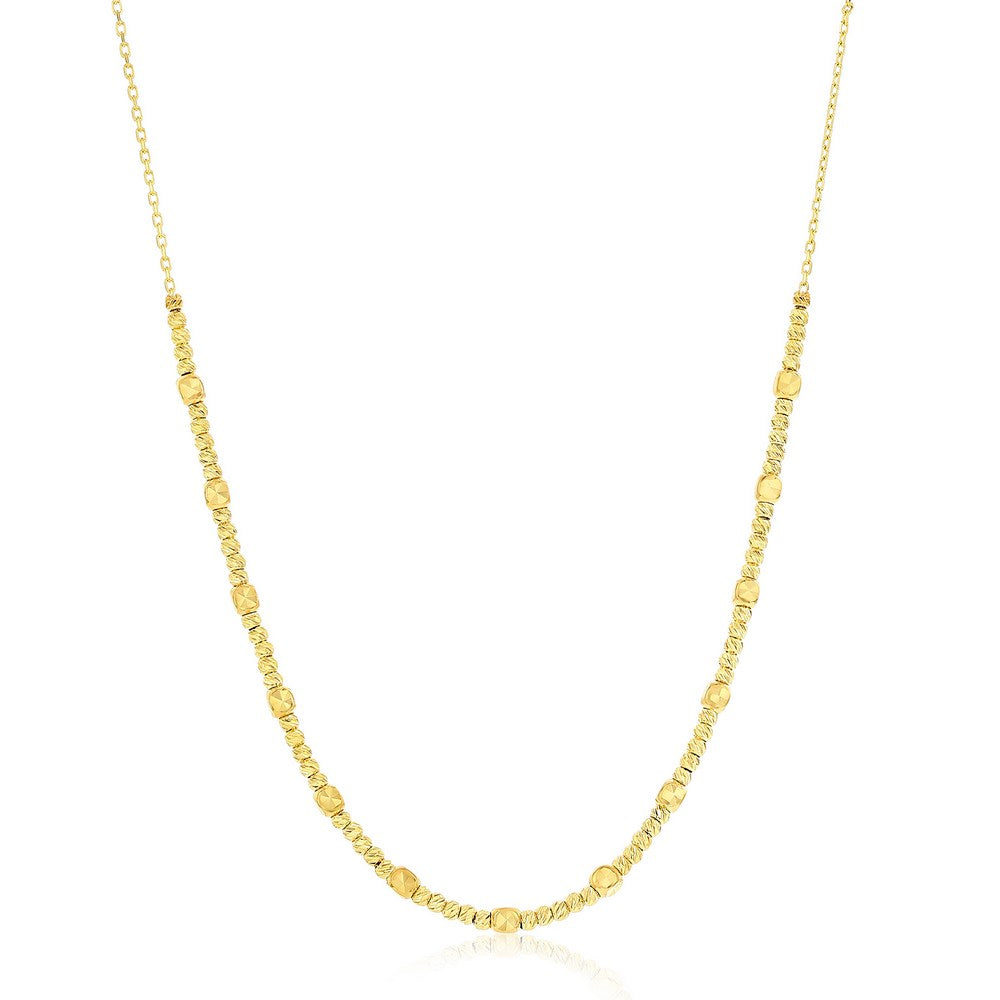 14K Yellow Gold, D-C Beaded Necklace