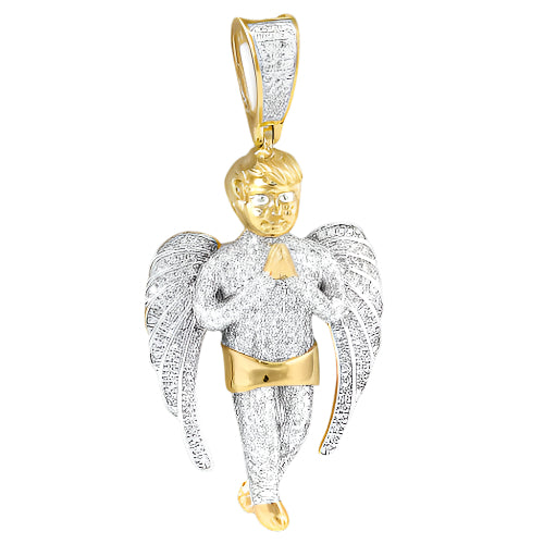 10KY 1.30CTW DIAMOND ANGEL PENDANT WITH PRAYING