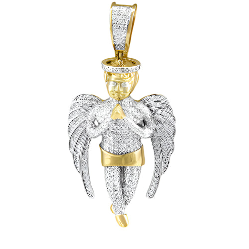 10KY 1.25CTW DIAMOND PRAYING HANDS ANGEL WITH HALO