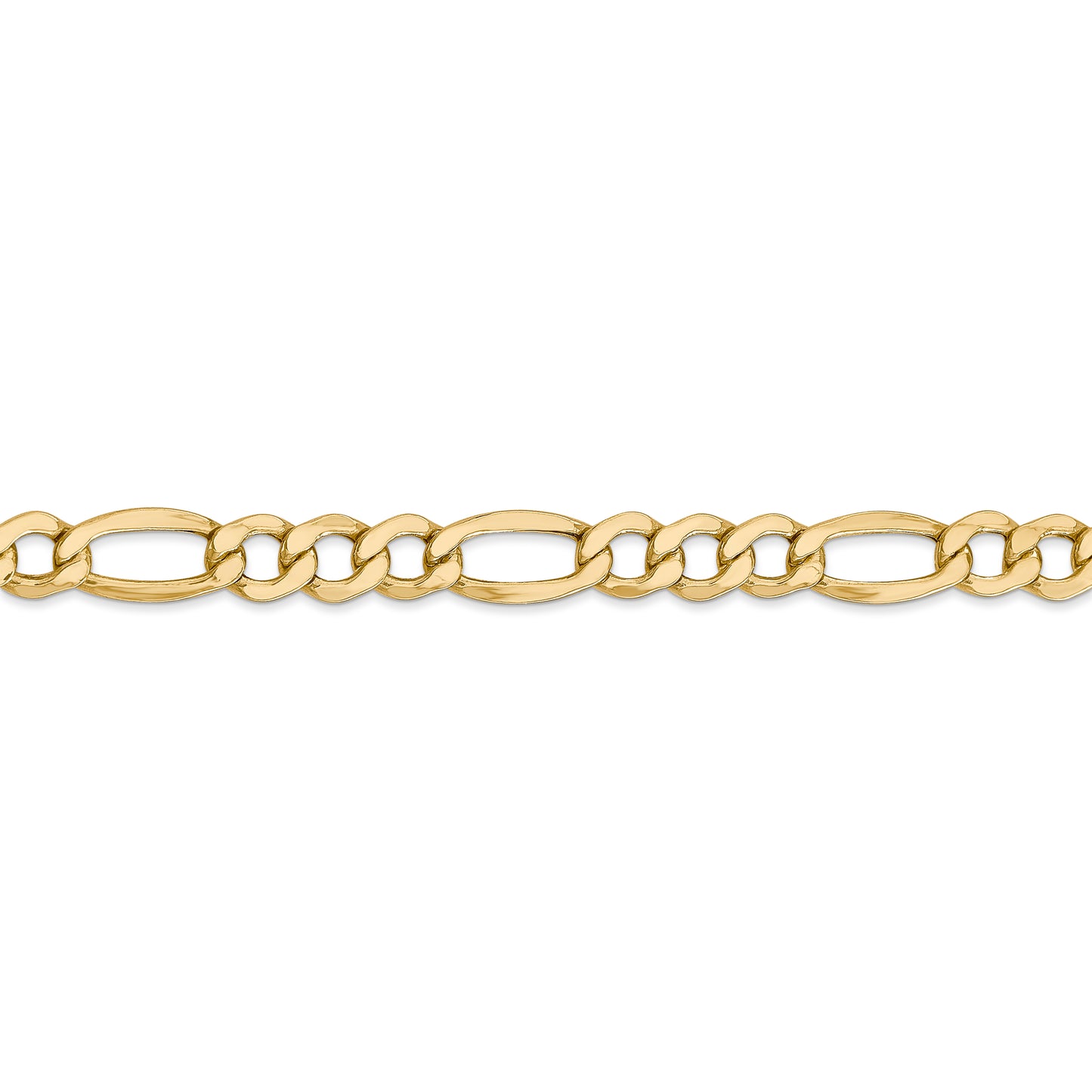 14k 7.3mm Semi-Solid Figaro Chain
