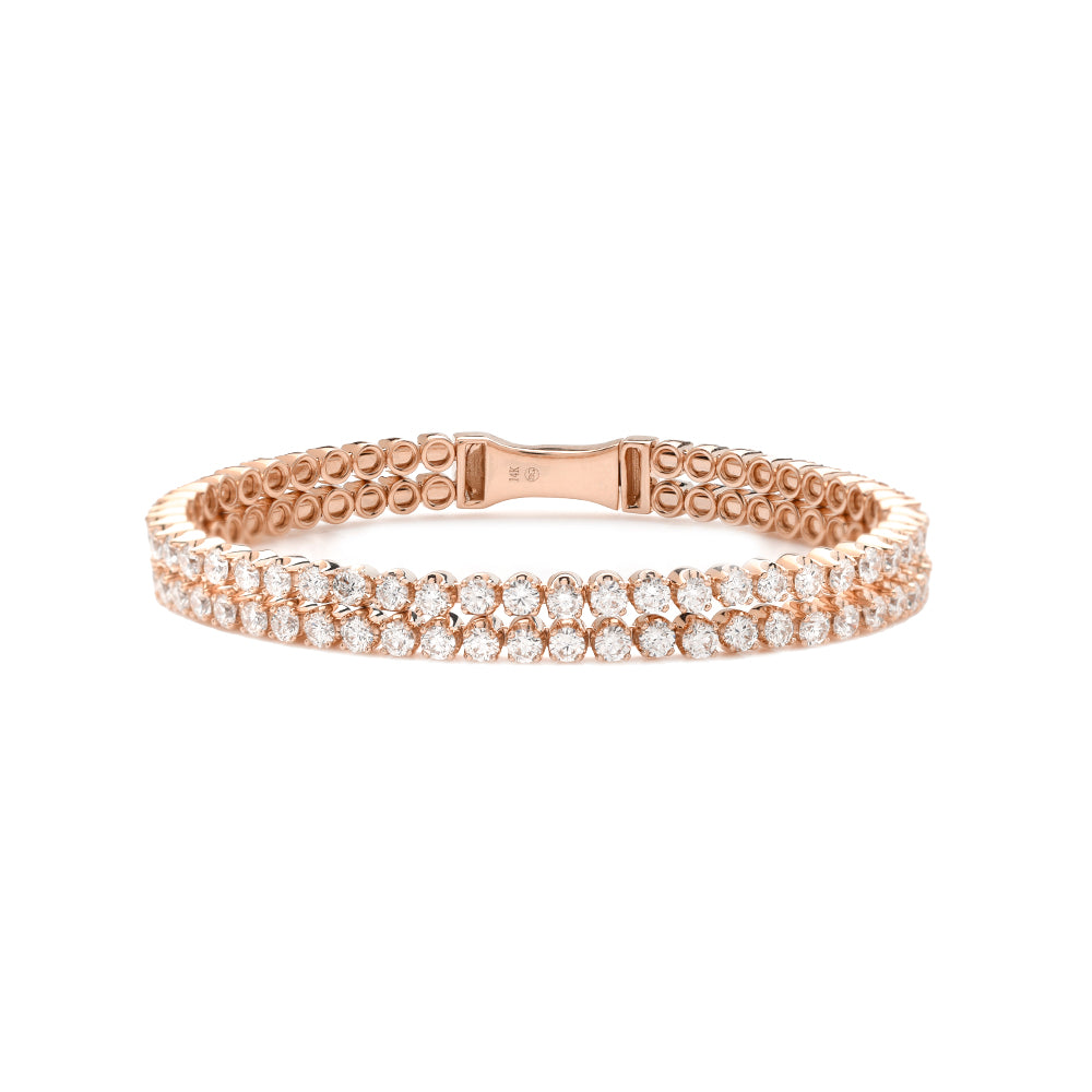 14KR 7.95CTW DIAMOND DOUBLE ROW BANGLE