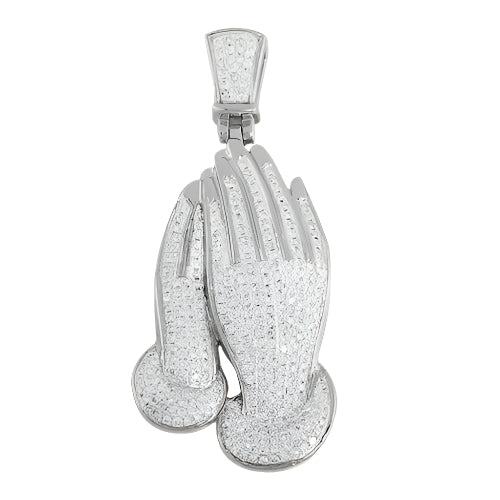 10KW 1.10CTW DIAMOND PRAYING HANDS PENDANT