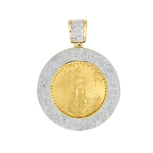 10KY 1.00 CTW DIAMOND BEZEL WITH 1/4 OZ GOLD COIN