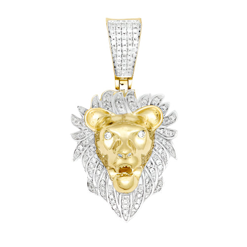 10KY 0.35CTW DIAMOND LION HEAD PENDANT