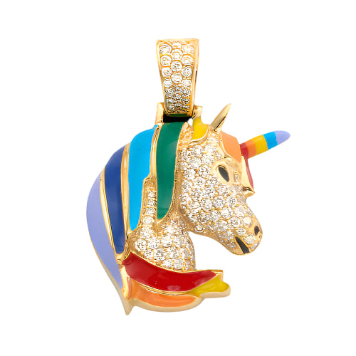 10KY 1.00CTW DIAMOND UNICORN PENDANT