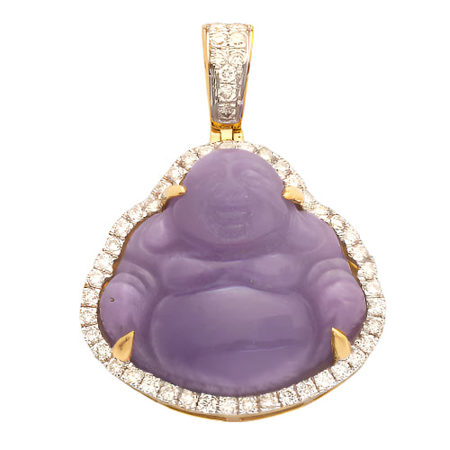 10KY 0.65CTW DIAMOND JADE BUDDHA PENDANT