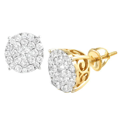14KY 2.00CTW DIAMOND LUNA CLUSTER EARRINGS