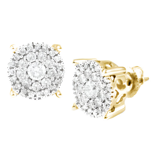 14KY 1.50CTW DIAMOND CLUSTER EARRINGS
