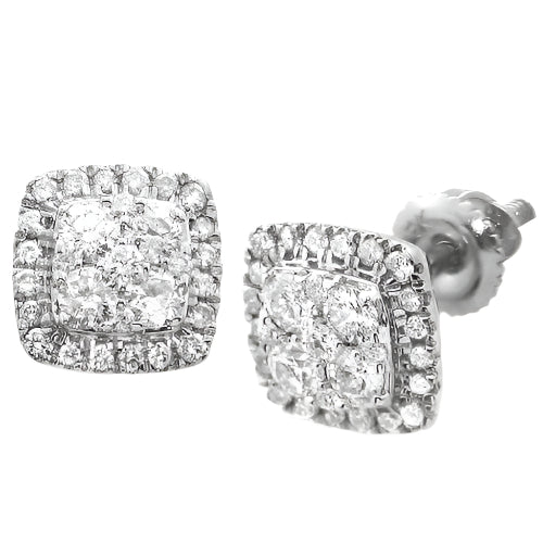14KW 0.65CTW DIAMOND SQUARE SHAPED CLUSTER EARRING