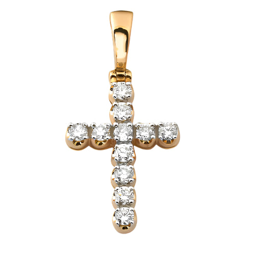 14KY 1.50CTW 11-STONE DIAMOND CROSS