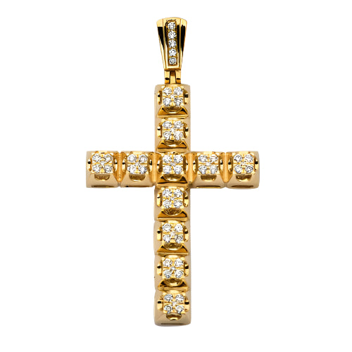10KY 1.00CTW DIAMOND PRONG SET SQUARE CLUSTER CROS