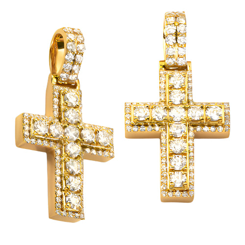 14KY 1.55CTW DIAMOND 11-STONE CROSS PENDANT - SQUA