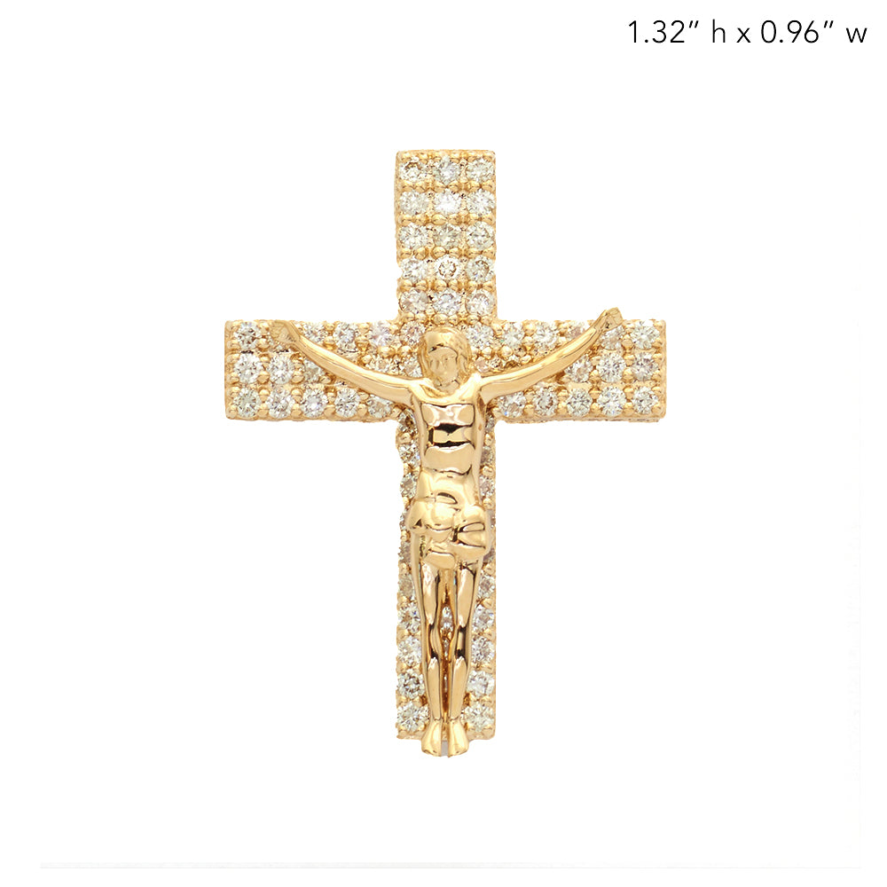 14KY 2.15CTW DIAMOND BLOCK DESIGN CRUCIFIX WITH