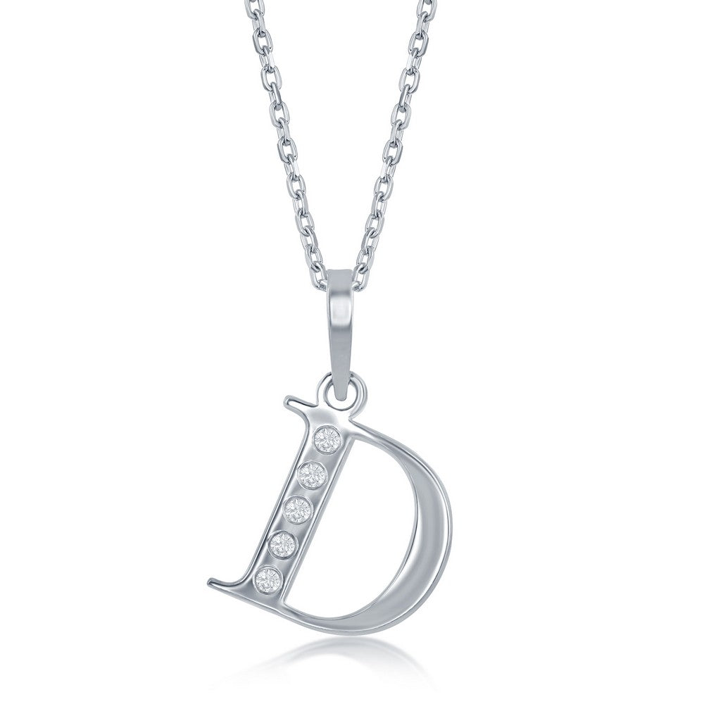 Sterling Silver 0.03cttw Diamond Accent 'D' Initial Pendant w/Chain