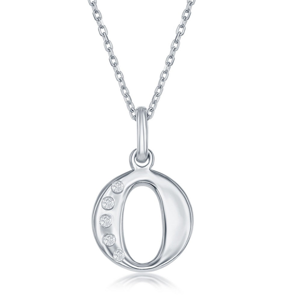 Sterling Silver 0.03cttw Diamond 'O' Initial Pendant w/Chain