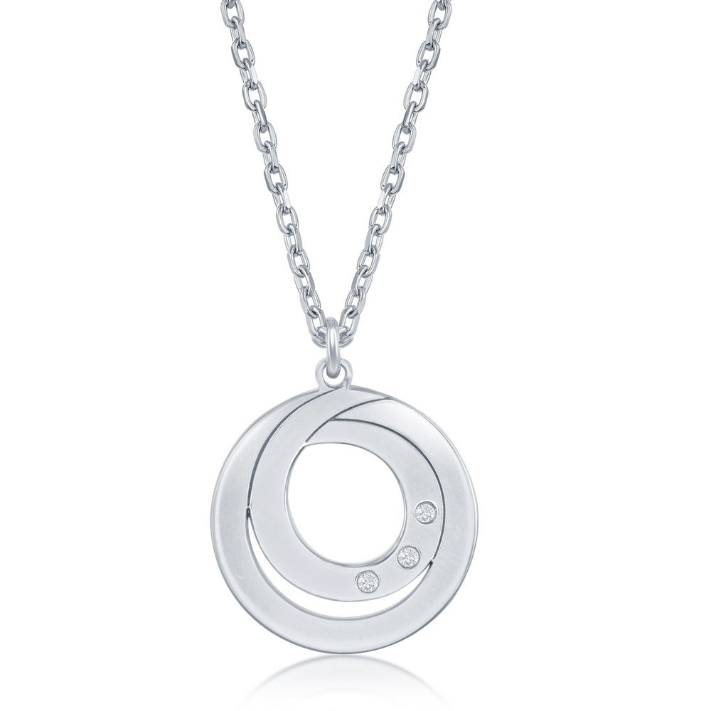 Sterling Silver 0.015cttw Diamond Accent Double Swirl Design Necklace