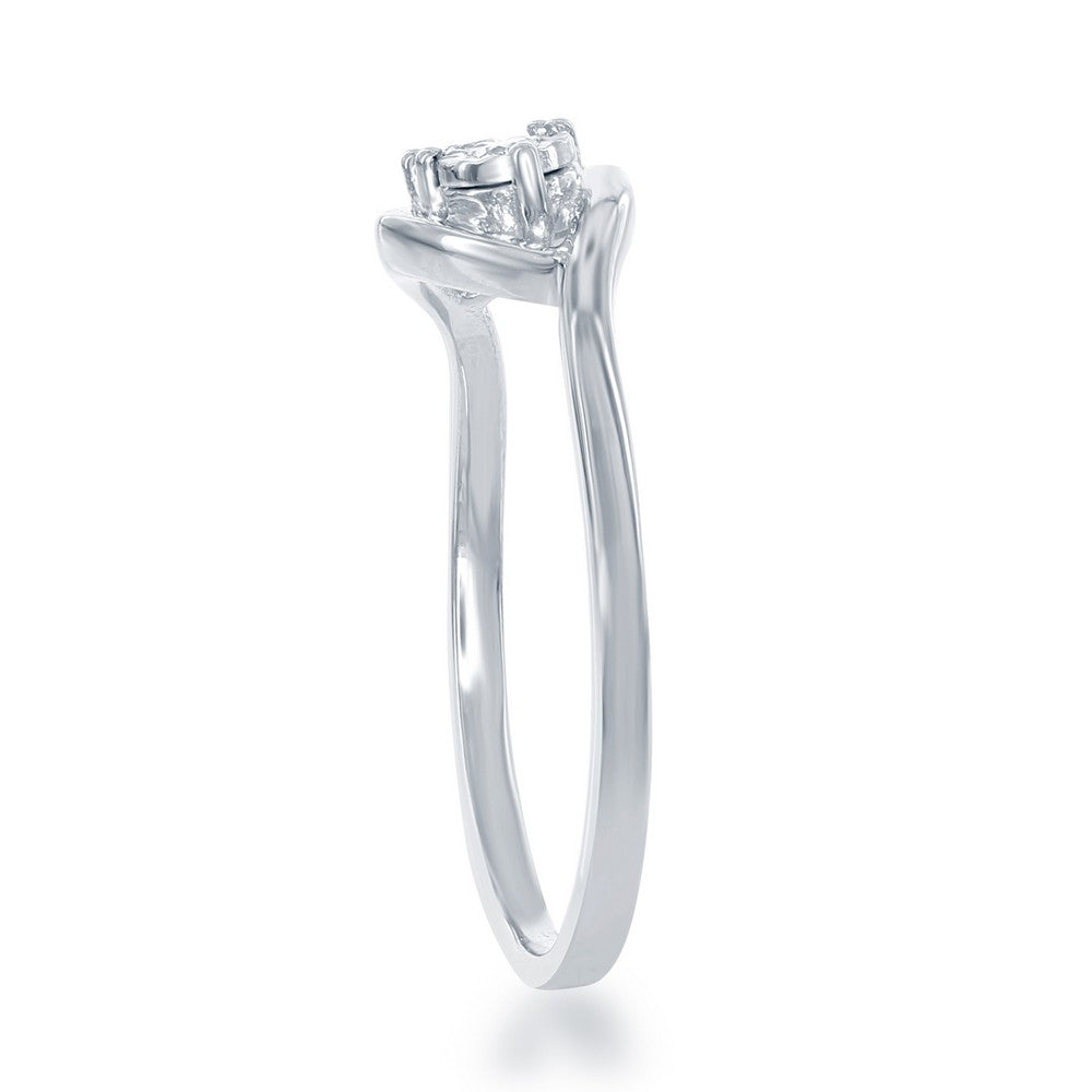 Sterling Silver Tow-Stone Diamond Ring - 0.08 cttw