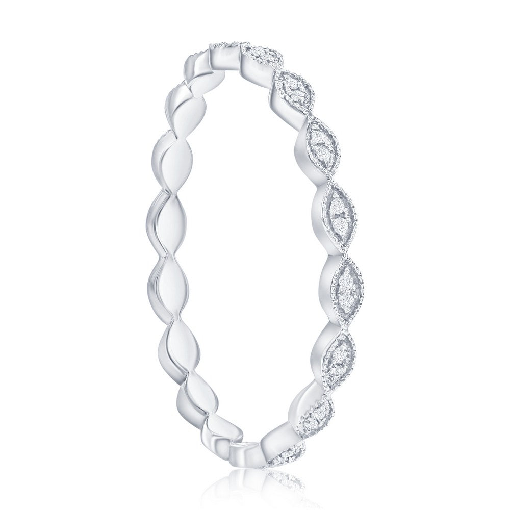 Sterling Silver Marquise Eternity Diamond Ring - (36 Stones)