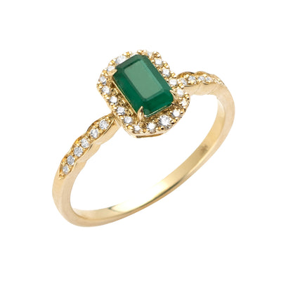 14KY 0.20CTW DIAMOND & EMERALD PROMISE RING
