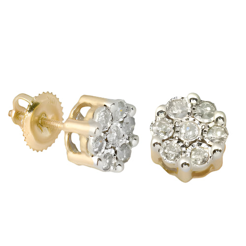 10KY 0.50CTW DIAMOND PRONG FLOWER EARRINGS - FANOO