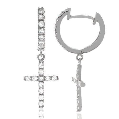 14KW 0.75CTW DIAMOND HUGGIES WITH DANGLING PRONG