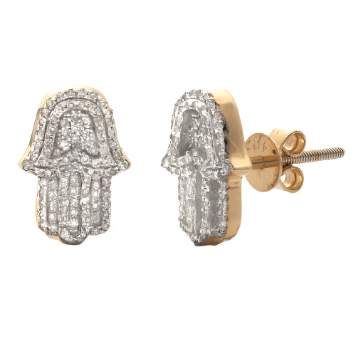 10KY 0.30CTW MICROPAVE DIAMOND HAMZA EARRING STUDS