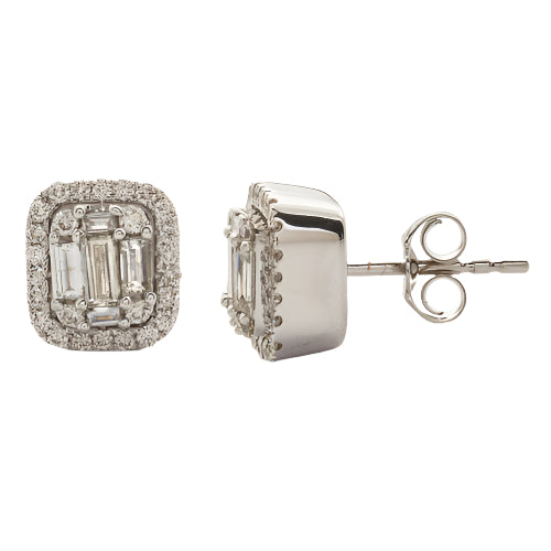 14KW 0.80CTW BAGUETTE DIAMOND EARRING STUDS