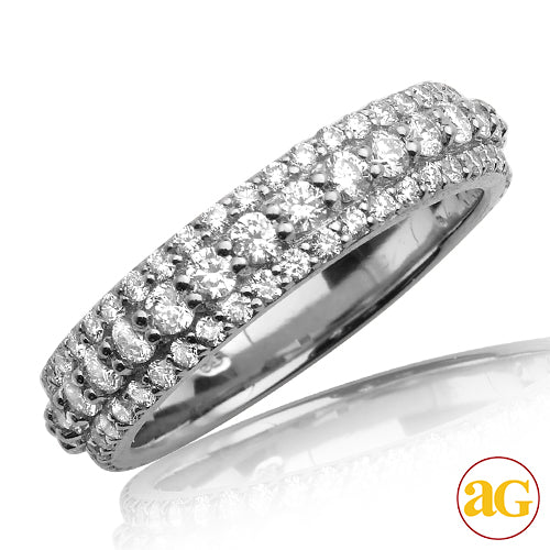 14KW 2.60CTW DIAMOND 3-ROW MENS PRONG SET ETERNITY