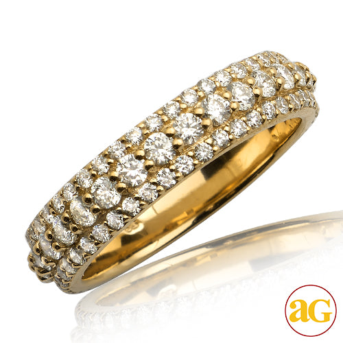 14KY 2.60CTW DIAMOND 3-ROW MENS PRONG SET ETERNITY