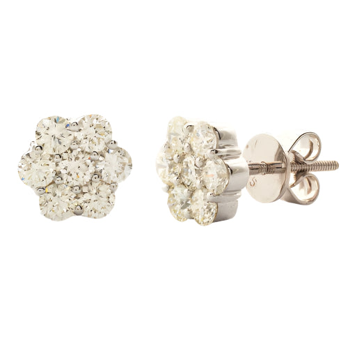 14KW 1.35CTW DIAMOND 7-STONE FLOWER EARRINGS