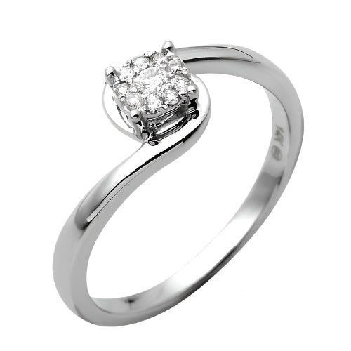 14KW 0.15CTW FLEUR DIAMOND PROMISE RING