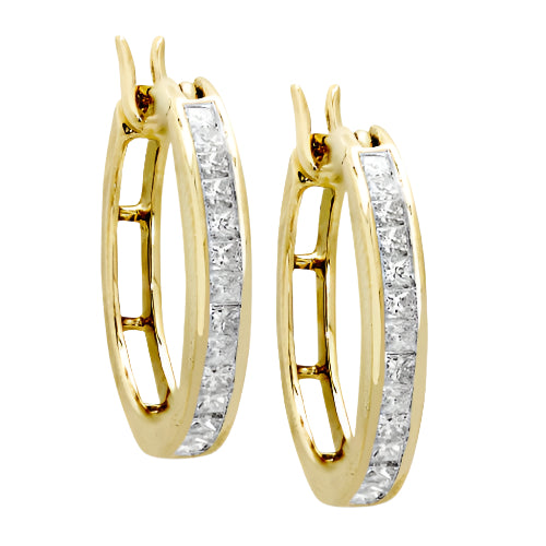14KY 1.00CTW DIAMOND HOOP EARRINGS