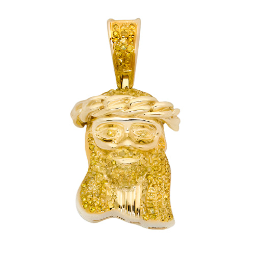 10KY 0.33CTW YELLOW DIAMOND MIAMI CUBAN JESUS PEND