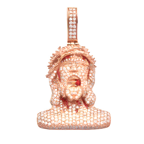 10KR 2.05CTW DIAMOND BLEEDING JESUS HEAD PENDANT