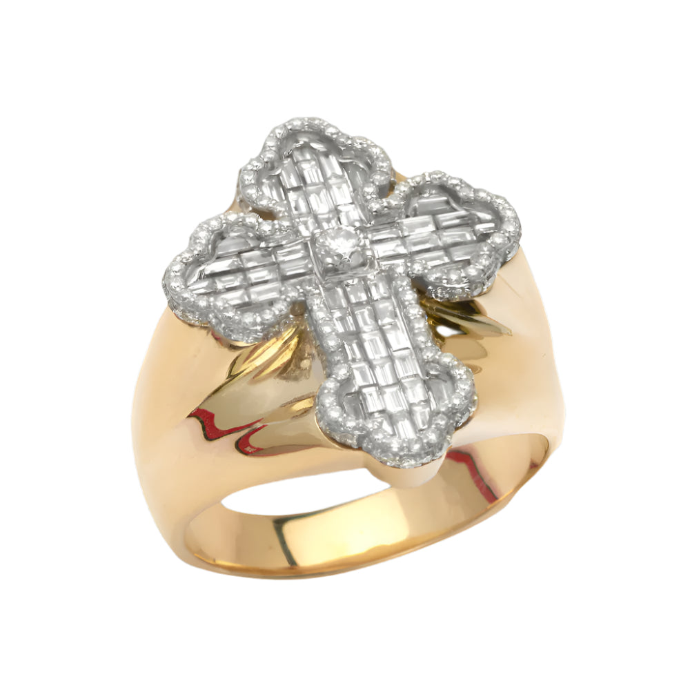 14KY+W 2.00CTW BAGUETTE DIAMOND FLUER DE LIS CROSS