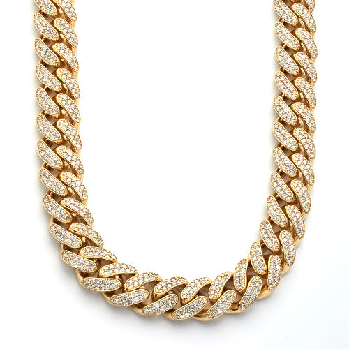 10KY 25.00CTW 14MM MIAMI CUBAN NECKLACE 2ROWS
