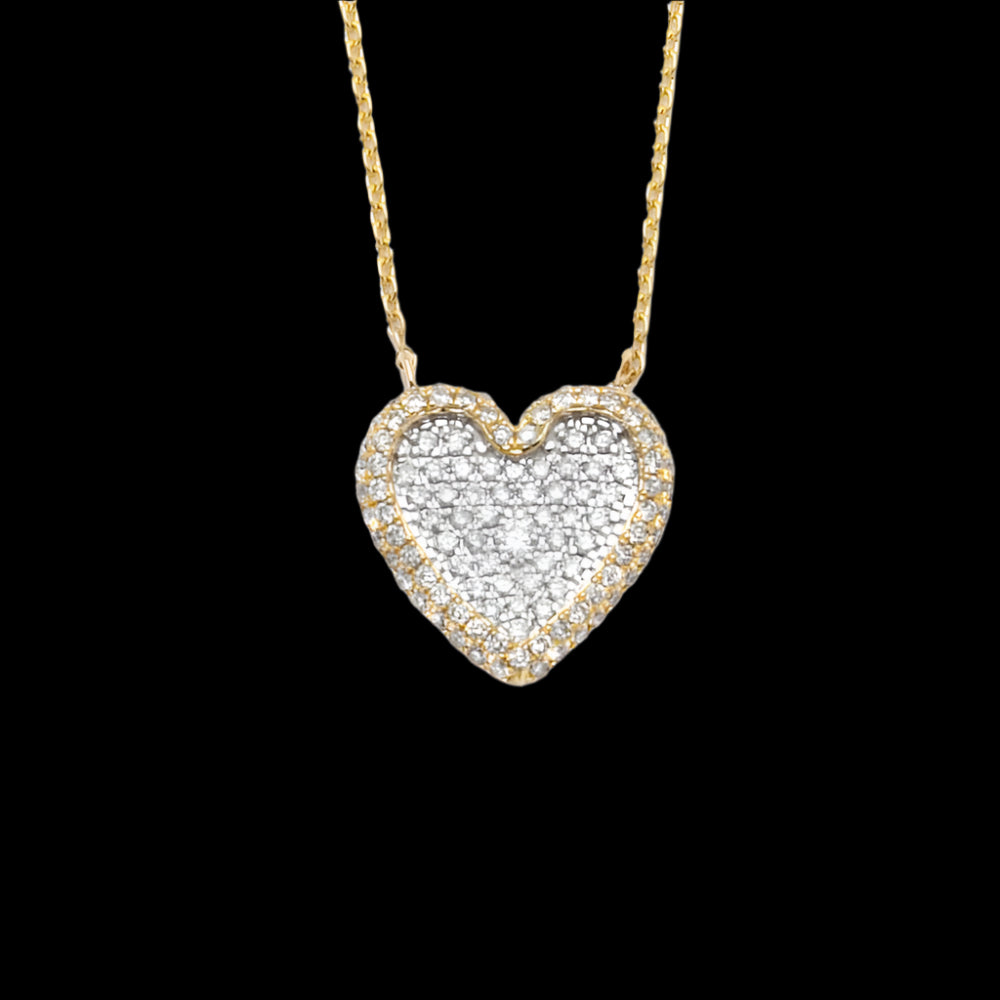 14KY 0.65CTW ROUND DIAMOND HEART NECKLACE