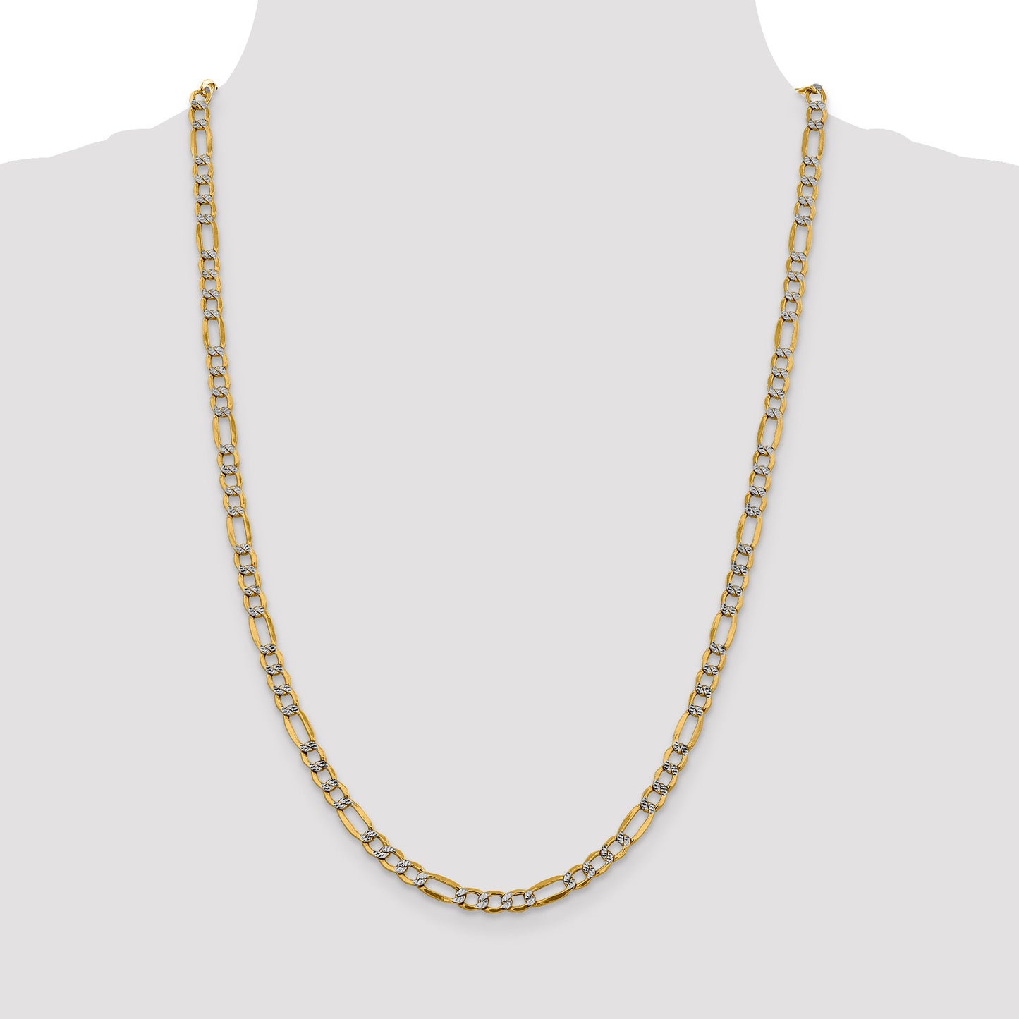 14k 5.25mm Semi-solid with Rhodium Pav? Figaro Chain