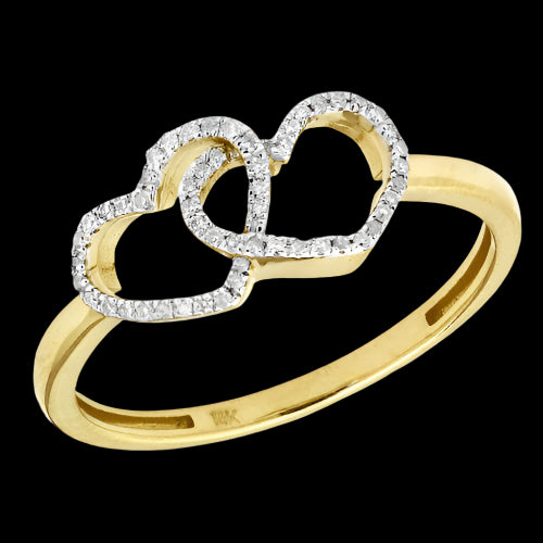 14KY 0.10CTW DIAMOND DOUBLE HEART RING