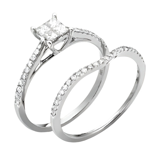 14KW 0.55CTW DIAMOND QUAD HEAD BRIDAL SET